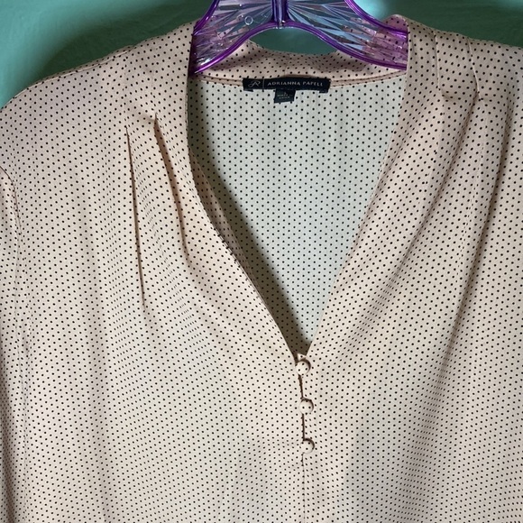 Adriana Papell pink polka dot blouse - Picture 3 of 6